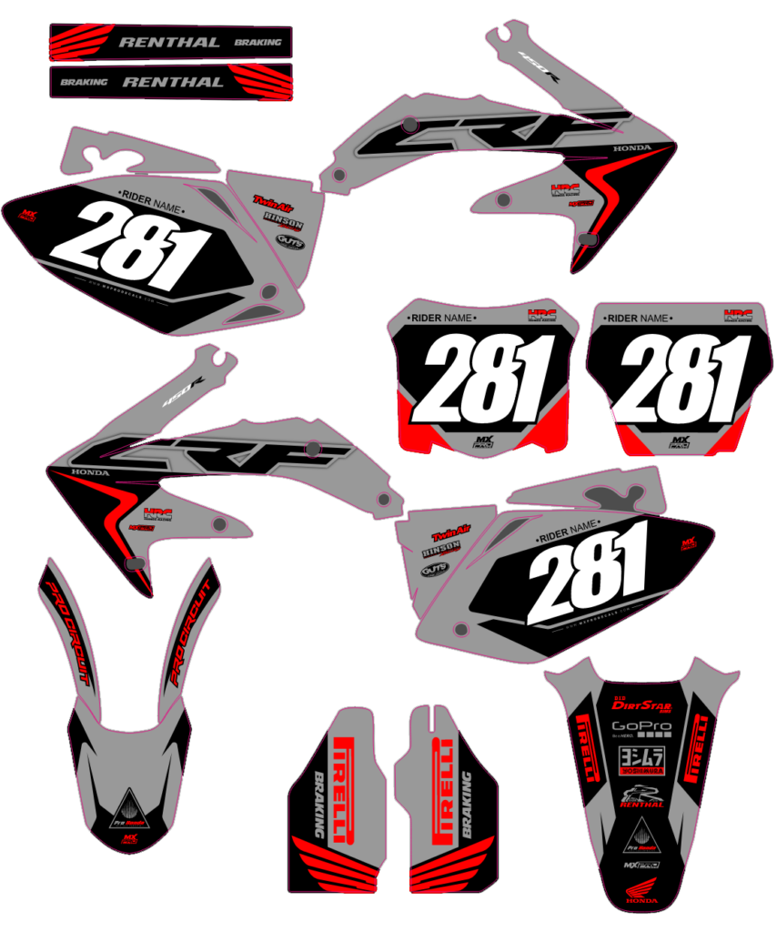 Honda custom motocross graphics design HONDA25-18-1