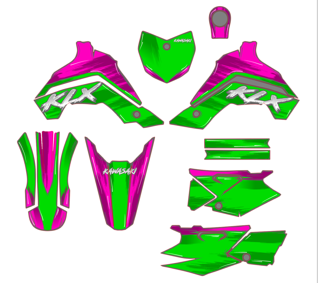 Kawasaki custom motocross graphics design Kaw25-15