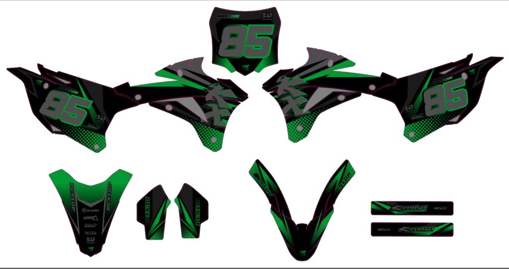 Kawasaki custom motocross graphics design Kaw25-21