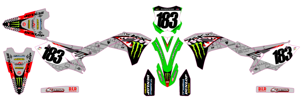 Kawasaki custom motocross graphics design Kaw25-28