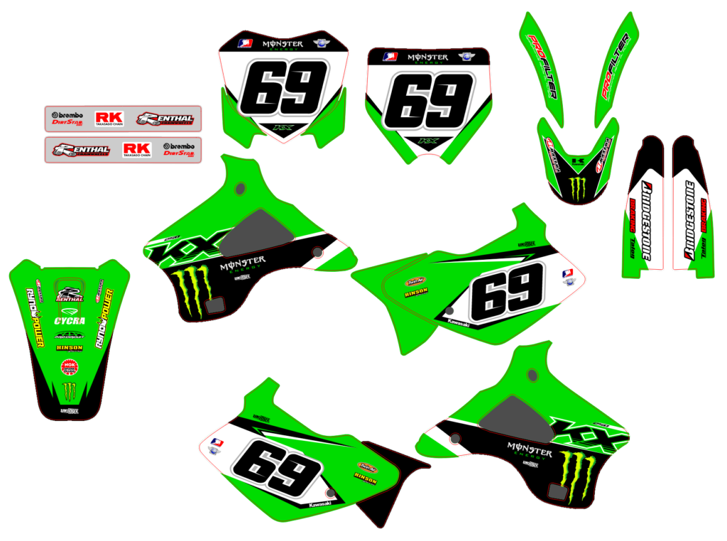 Kawasaki custom motocross graphics design Kaw25-4