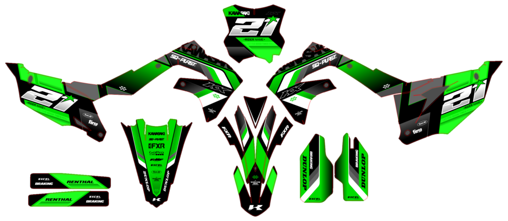 Kawasaki custom motocross graphics design Kaw25-40