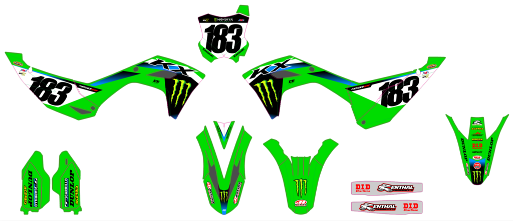 Kawasaki custom motocross graphics design Kaw25-45