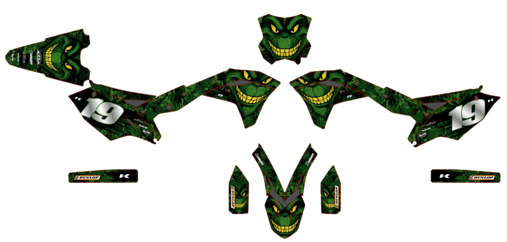 Kawasaki custom motocross graphics design Kaw25-50