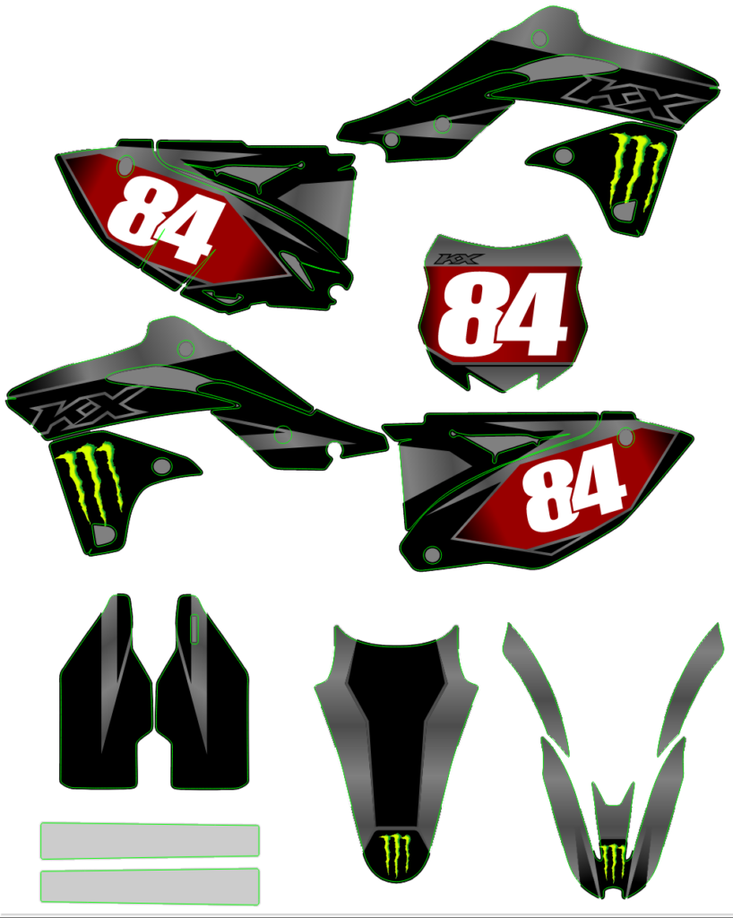 Kawasaki custom motocross graphics design Kaw25-53