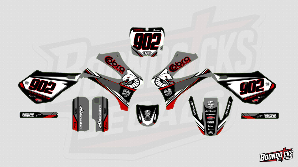 COBRA CX50 SR King Custom Motocross Graphics Kit – 902 Black, White & Red Cobra Design