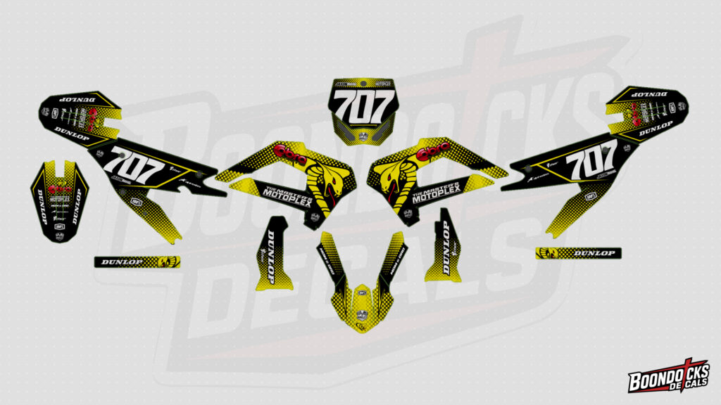Cobra CX50 SRX King Yellow Black Cobra Logo Motocross Graphics Kit
