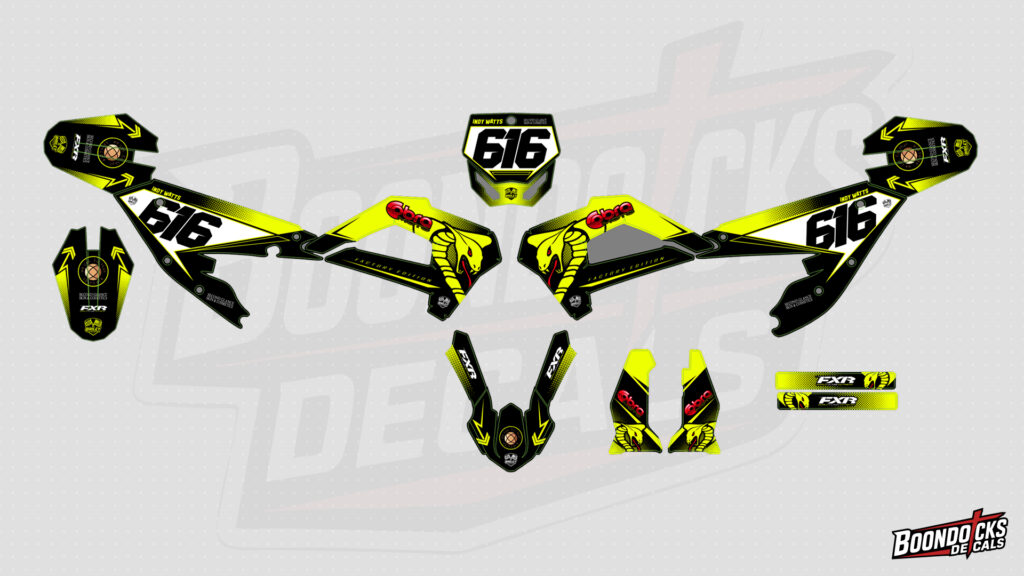 Cobra Factory Edition Neon Yellow Graphics Kit for CX50FWE – Custom Motocross Decals