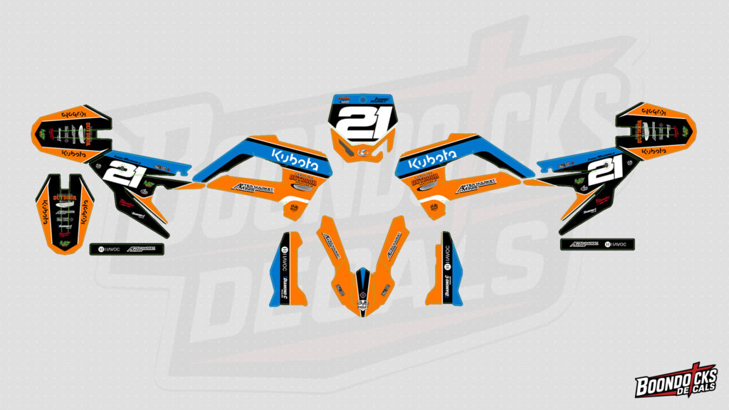 Kubota Orange Blue Racing Graphics Kit for CX3E – Custom Motocross Decals