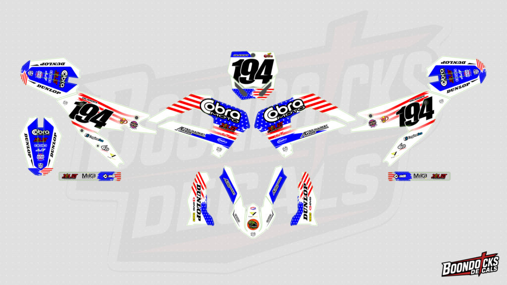 Cobra CX50 SRX King Australian Flag Inspired White Blue Red Motocross Graphics Kit