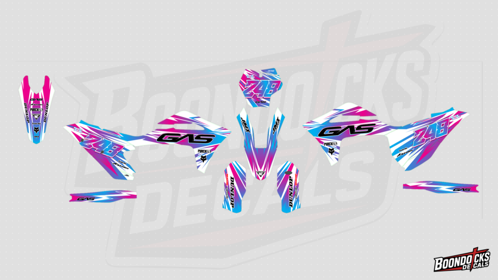 GasGas MC 250F Pink, Blue & Purple Custom Motocross Graphics Kit