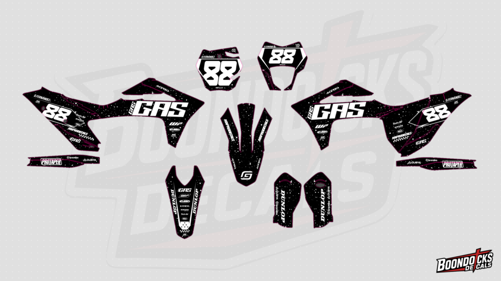 GasGas MC 250F Stealth Black & Magenta Custom Motocross Graphics Kit