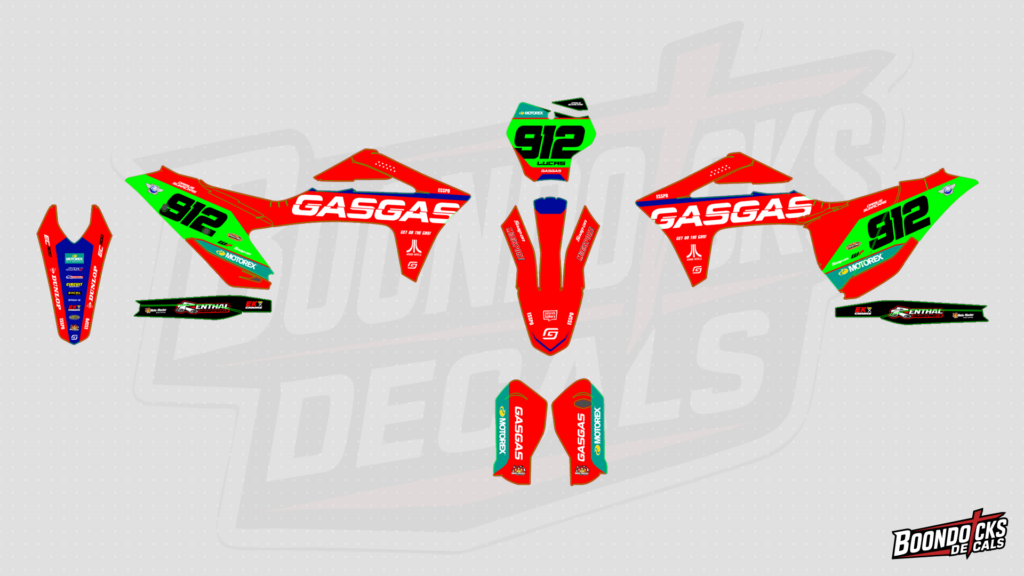 GasGas MC 250F Factory Red & Neon Green Custom Motocross Graphics Kit