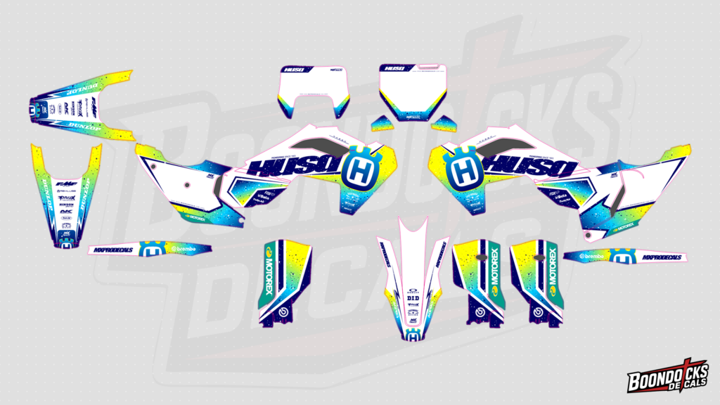 Husqvarna TC 65 White, Blue & Yellow Factory Custom Motocross Graphics Kit