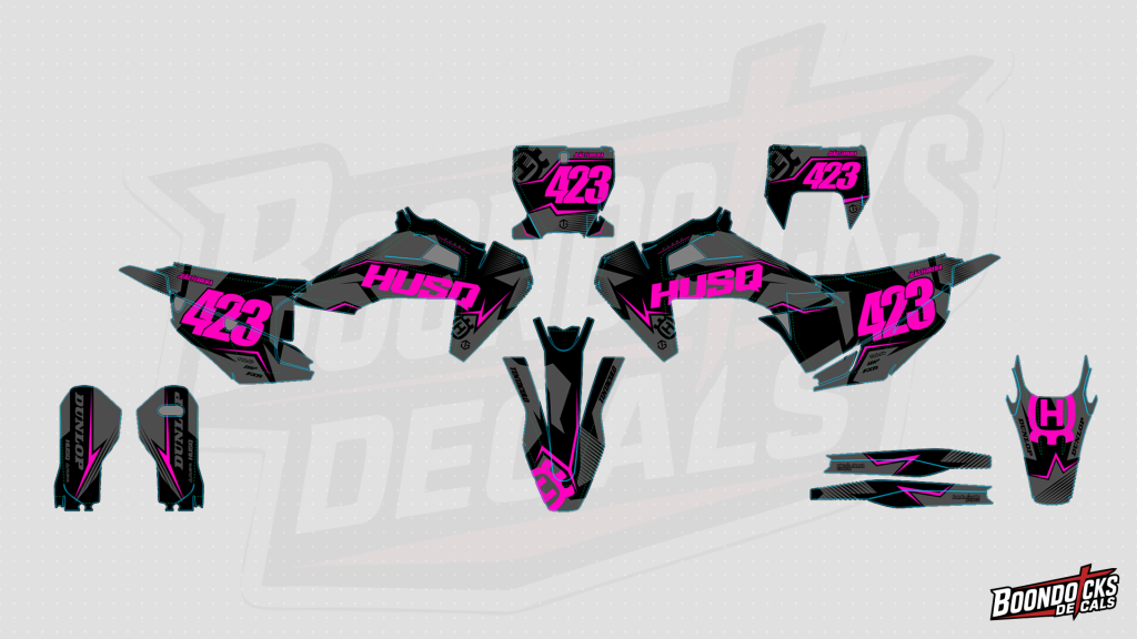 Husqvarna FC 450 Decal Kit - Neon Pink & Dark Grey Stealth Wrap