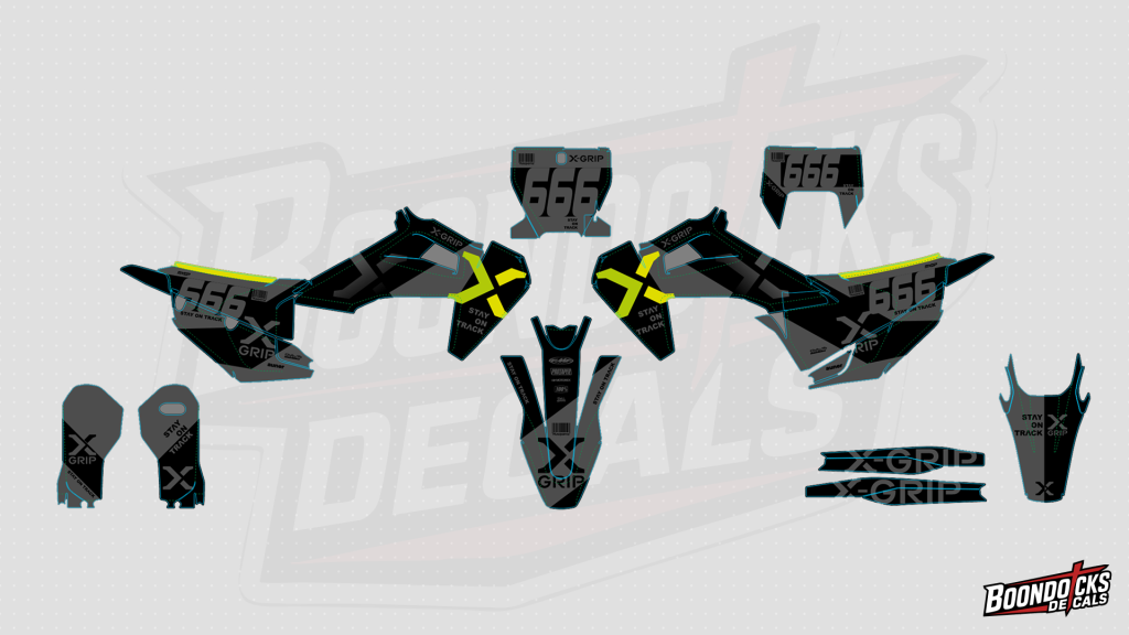 Husqvarna FC 450 Decal Kit - Dark Stealth Grey & Electric Yellow X-GRIP Edition Wrap