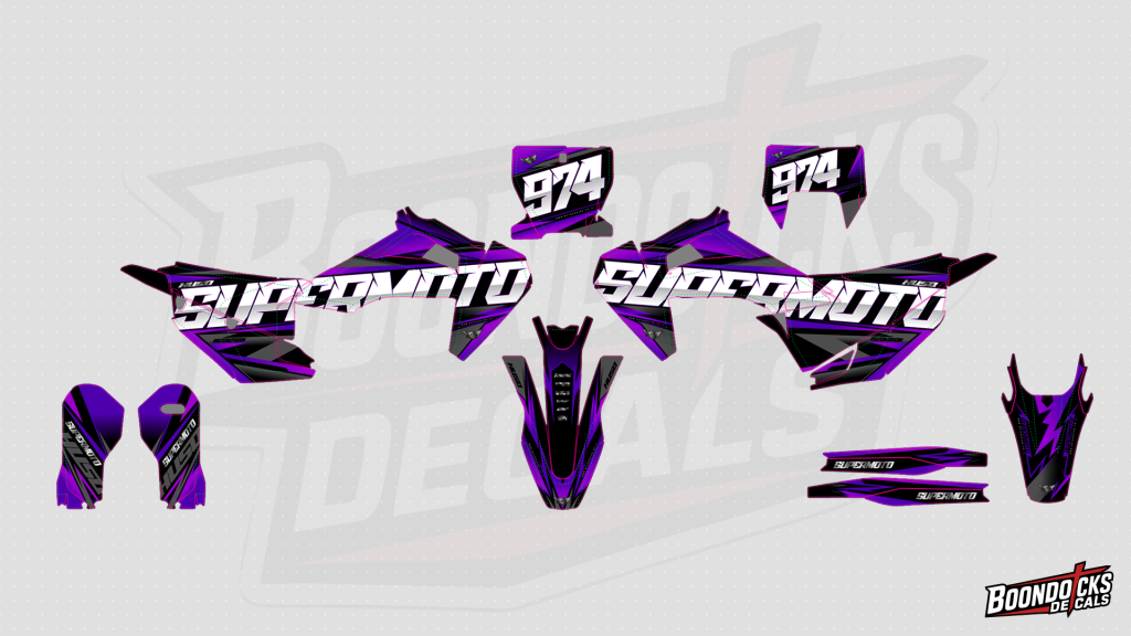 Husqvarna FC 450 Decal Kit – Electric Violet & Black Supermoto Wrap – design preview
