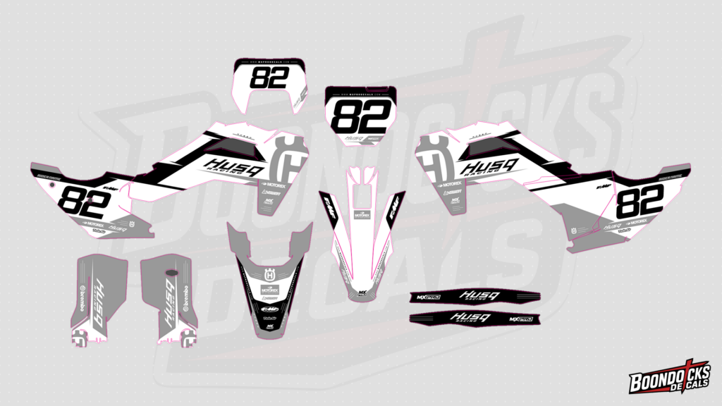 Husqvarna FE 450 White, Black & Grey Custom Motocross Graphics Kit