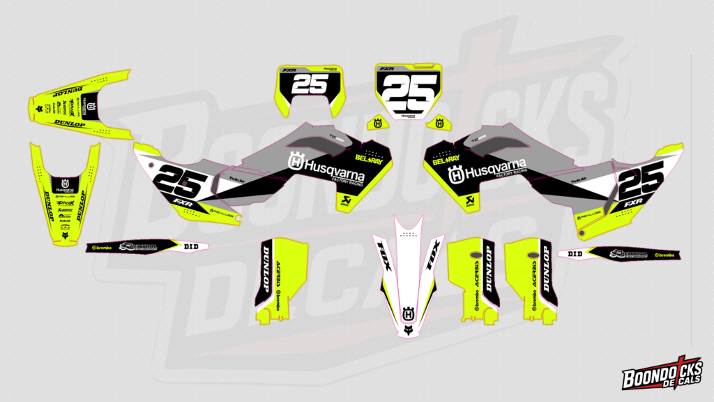 Husqvarna TC 65 Factory Grey, Black & Neon Yellow Custom Motocross Graphics Kit
