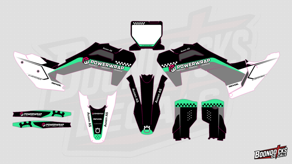 Husqvarna FE 250 Powerwrap Black, Mint & White Custom Motocross Graphics Kit