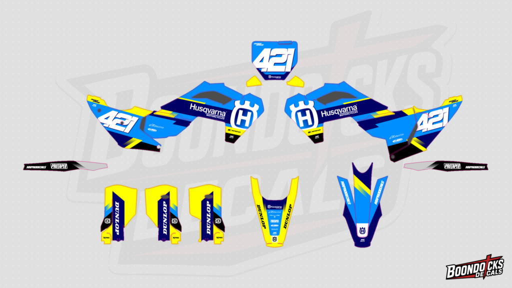 Husqvarna TC 65 Factory Blue & Yellow Custom Motocross Graphics Kit