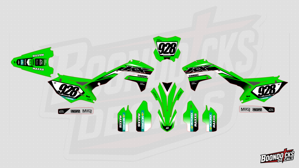 Kawasaki KX450 Factory Edition Graphics Kit – Maxxis & Motorex #928 Decals – design preview
