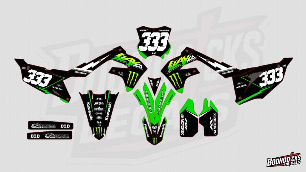 Kawasaki KX450 SlayCo Stealth Edition Graphics Kit – Ovaskainen #333 Decals – design preview