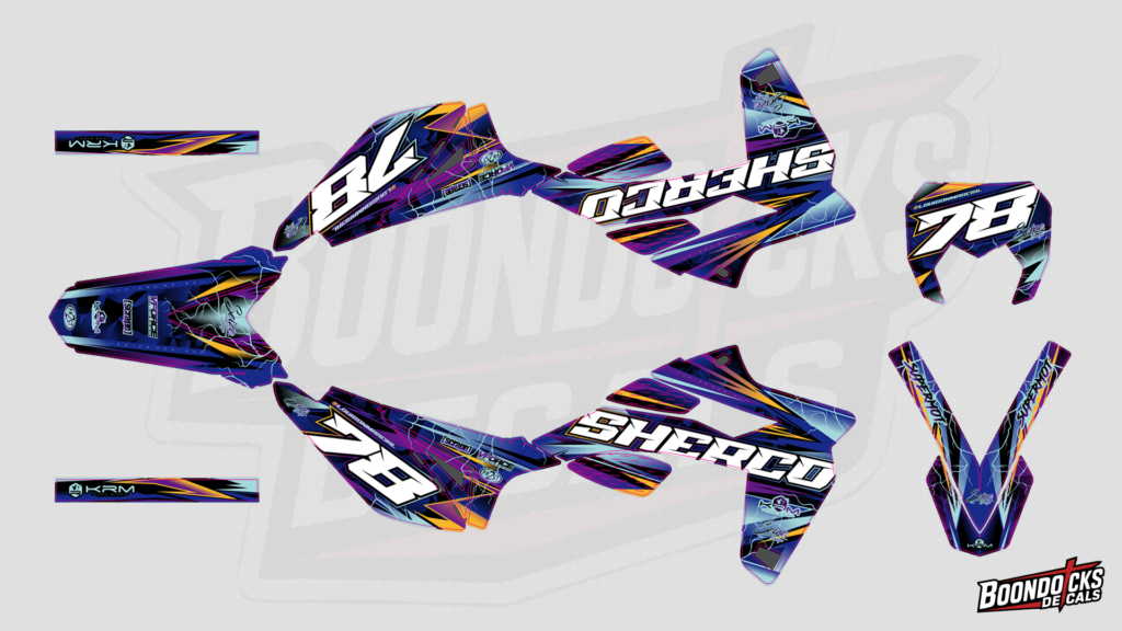 Sherco 50 SE-RS Electric Blue & Purple Custom Graphics Kit