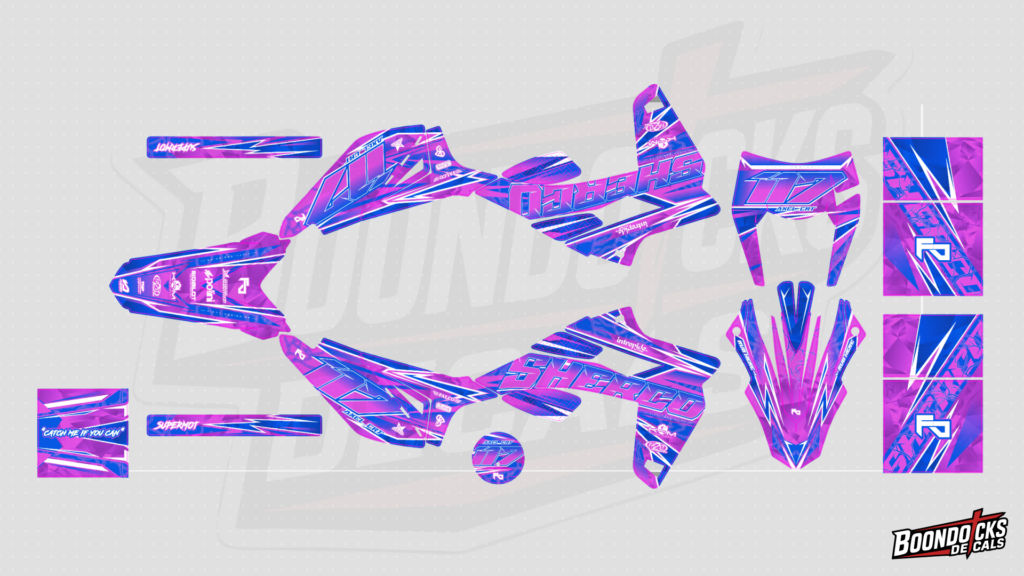 Sherco 50 SE-RS Neon Pink & Electric Blue Custom Graphics Kit