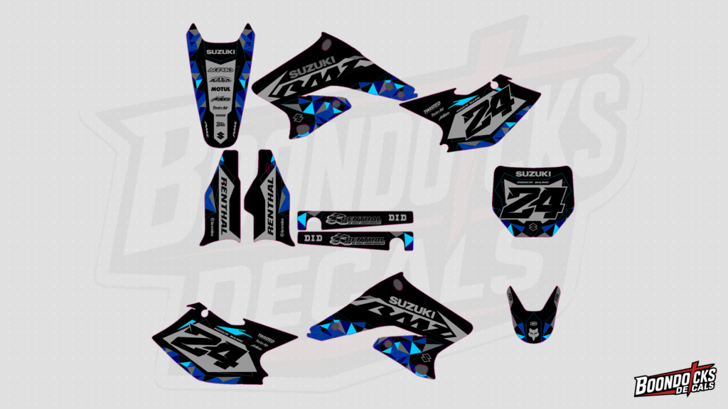 Suzuki RM-Z250 #24 Black Blue Racing Graphics | Boondocks Decals