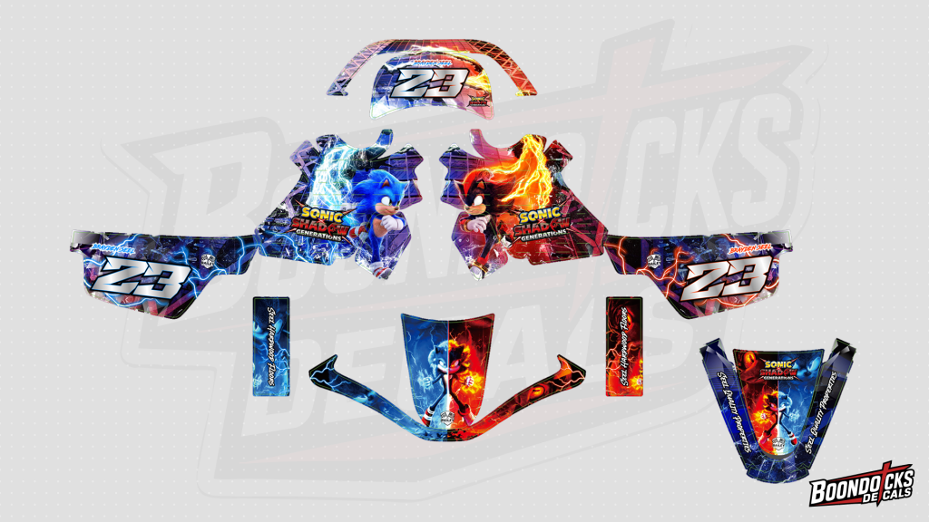 Yamaha PW50 Sonic & Shadow Lightning Custom Motocross Full Coverage Graphics Kit – design preview