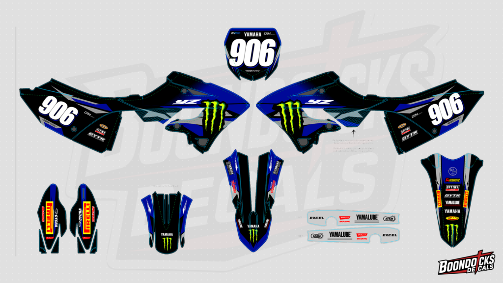 Yamaha YZ125 Black Voltage Custom Motocross Graphics Kit
